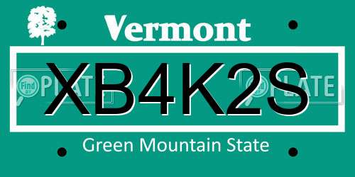 XB4K2S Vermont License Plate