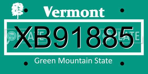 XB91885 Vermont License Plate