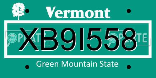 XB9I558 Vermont License Plate