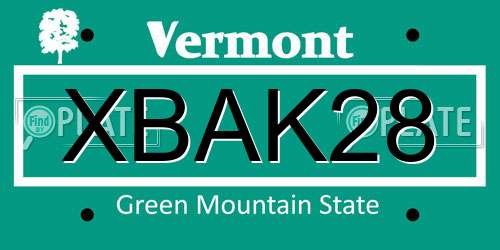 XBAK28 Vermont License Plate