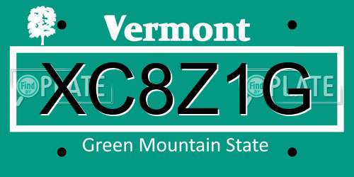 XC8Z1G Vermont License Plate