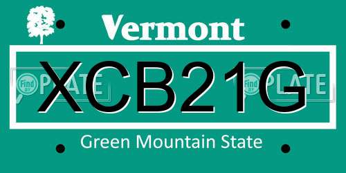 XCB21G Vermont License Plate