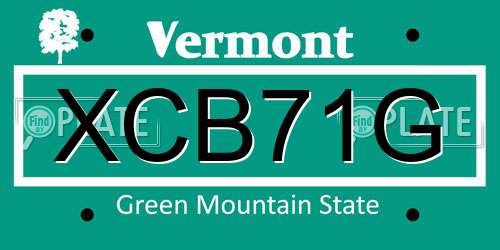 XCB71G Vermont License Plate