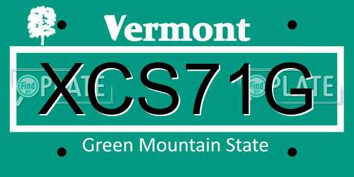 XCS71G Vermont License Plate