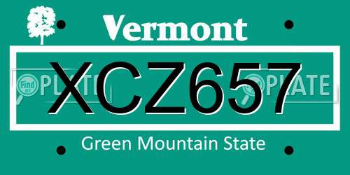 XCZ657 Vermont License Plate
