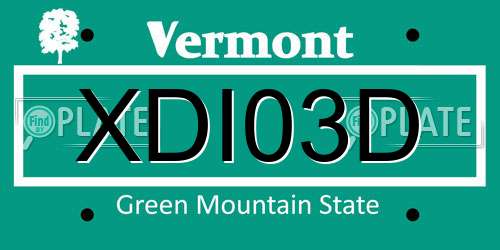 XDI03D Vermont License Plate