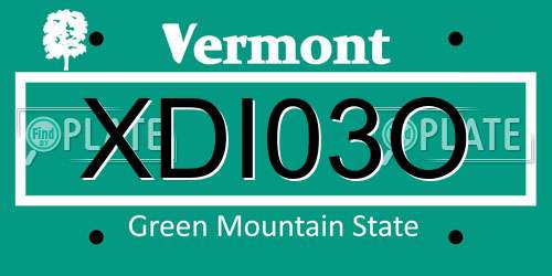 XDI03O Vermont License Plate