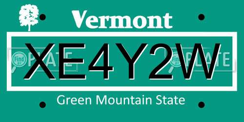 XE4Y2W Vermont License Plate
