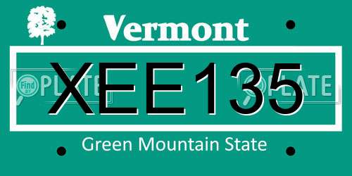 XEE135 Vermont License Plate