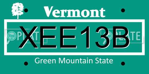 XEE13B Vermont License Plate