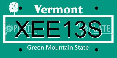 XEE13S Vermont License Plate