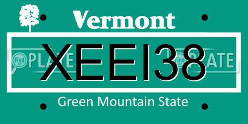 XEEI38 Vermont License Plate