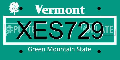XES729 Vermont License Plate