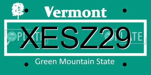 XESZ29 Vermont License Plate