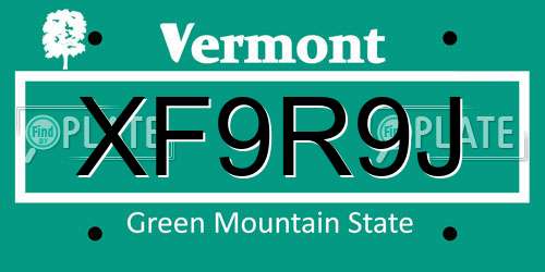 XF9R9J Vermont License Plate