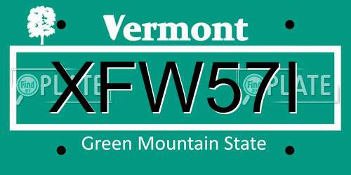 XFW57I Vermont License Plate