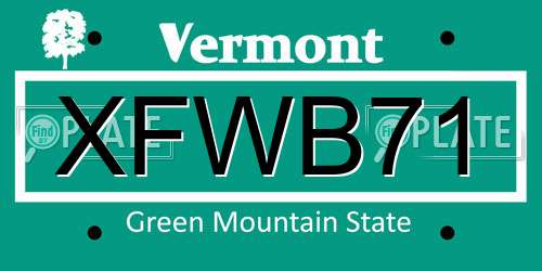 XFWB71 Vermont License Plate