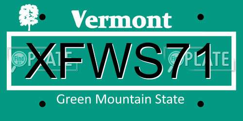 XFWS71 Vermont License Plate