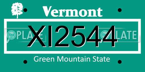 XI2544 Vermont License Plate