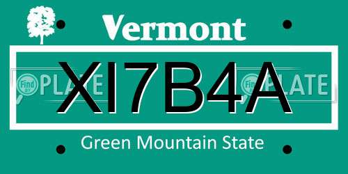 XI7B4A Vermont License Plate