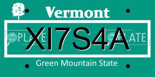 XI7S4A Vermont License Plate