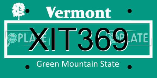XIT369 Vermont License Plate