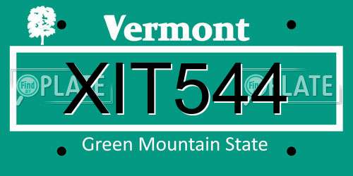 XIT544 Vermont License Plate