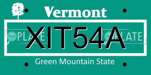 XIT54A Vermont License Plate