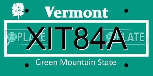 XIT84A Vermont License Plate