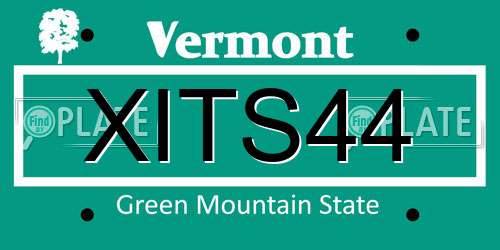 XITS44 Vermont License Plate