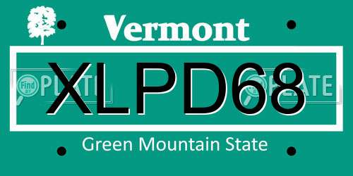 XLPD68 Vermont License Plate