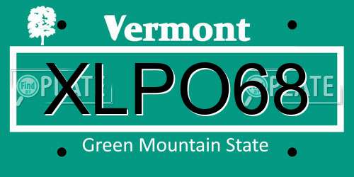 XLPO68 Vermont License Plate