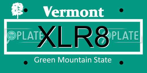 XLR8 Vermont License Plate