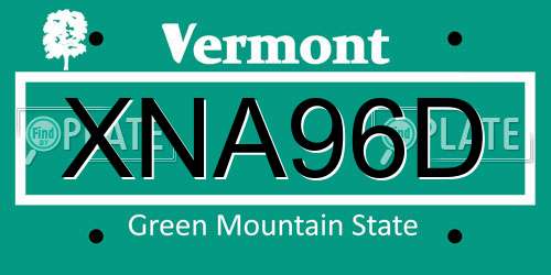 XNA96D Vermont License Plate