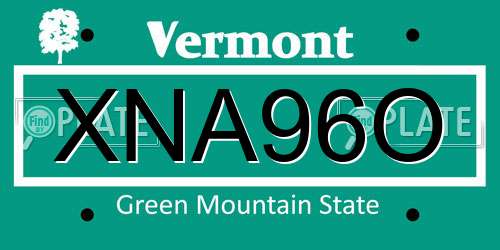 XNA96O Vermont License Plate