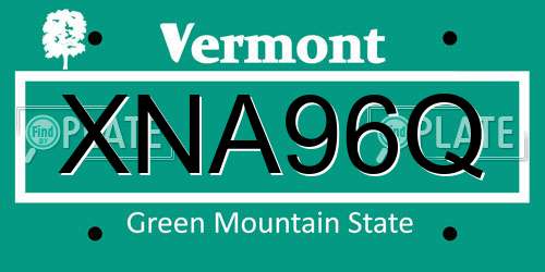 XNA96Q Vermont License Plate