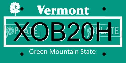 XOB20H Vermont License Plate