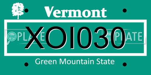 XOI030 Vermont License Plate