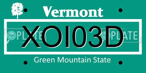XOI03D Vermont License Plate