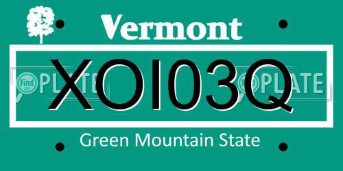 XOI03Q Vermont License Plate