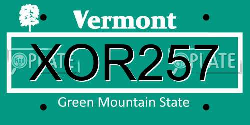 XOR257 Vermont License Plate