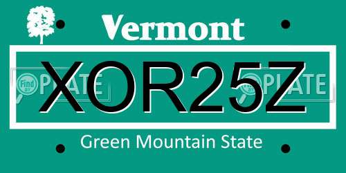 XOR25Z Vermont License Plate