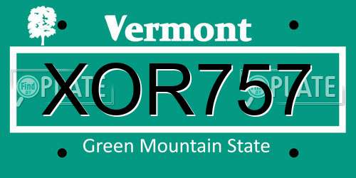 XOR757 Vermont License Plate