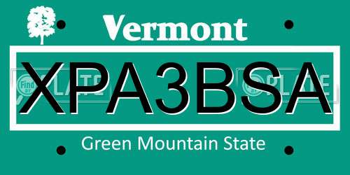 XPA3BSA Vermont License Plate