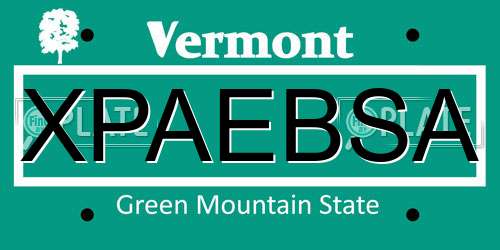 XPAEBSA Vermont License Plate