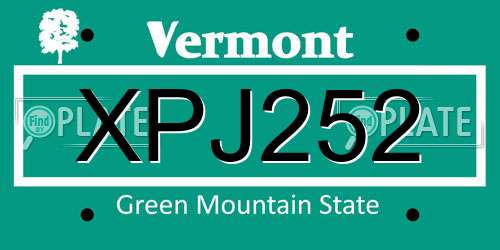 XPJ252 Vermont License Plate