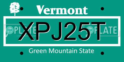 XPJ25T Vermont License Plate