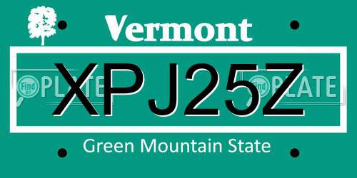 XPJ25Z Vermont License Plate