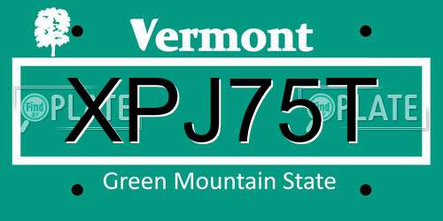XPJ75T Vermont License Plate