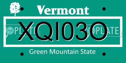 XQI03O Vermont License Plate